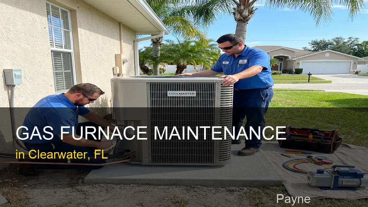 Service expert fixing a Payne unit near the Aquarium
