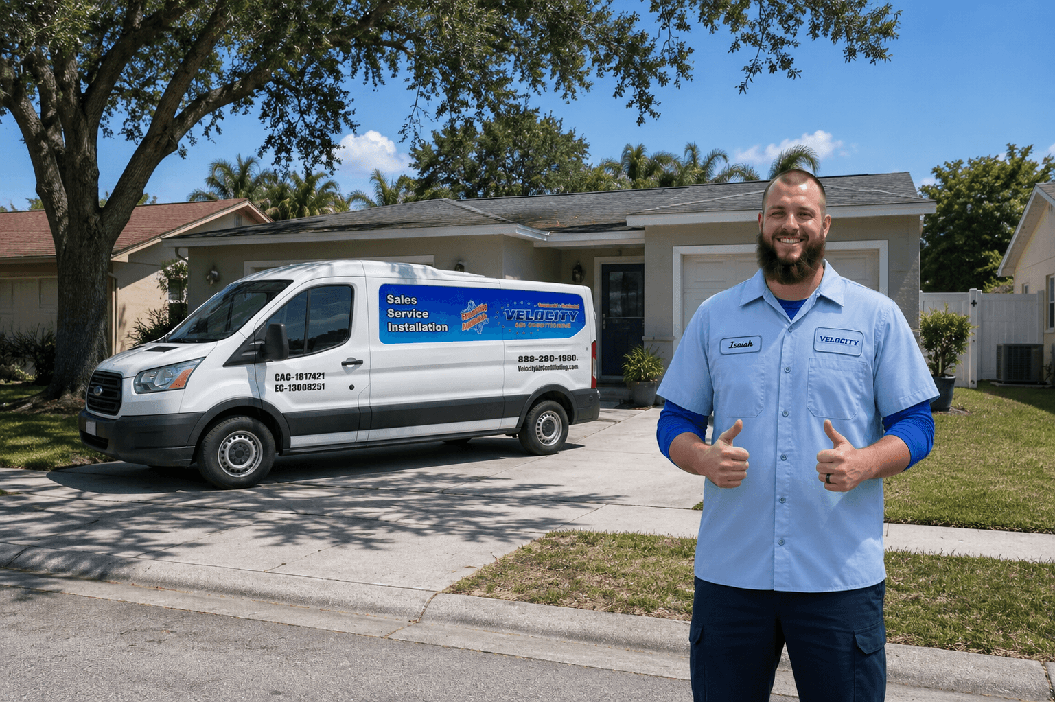 Velocity Air Conditioning technician servicing HVAC equipment in Clearwater
