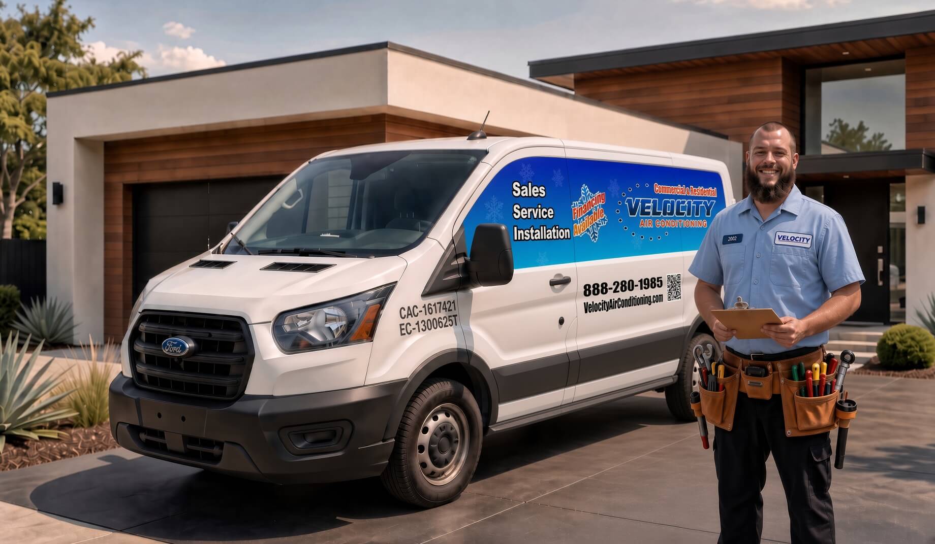 Velocity Air Conditioning technician servicing HVAC equipment in Redington Beach