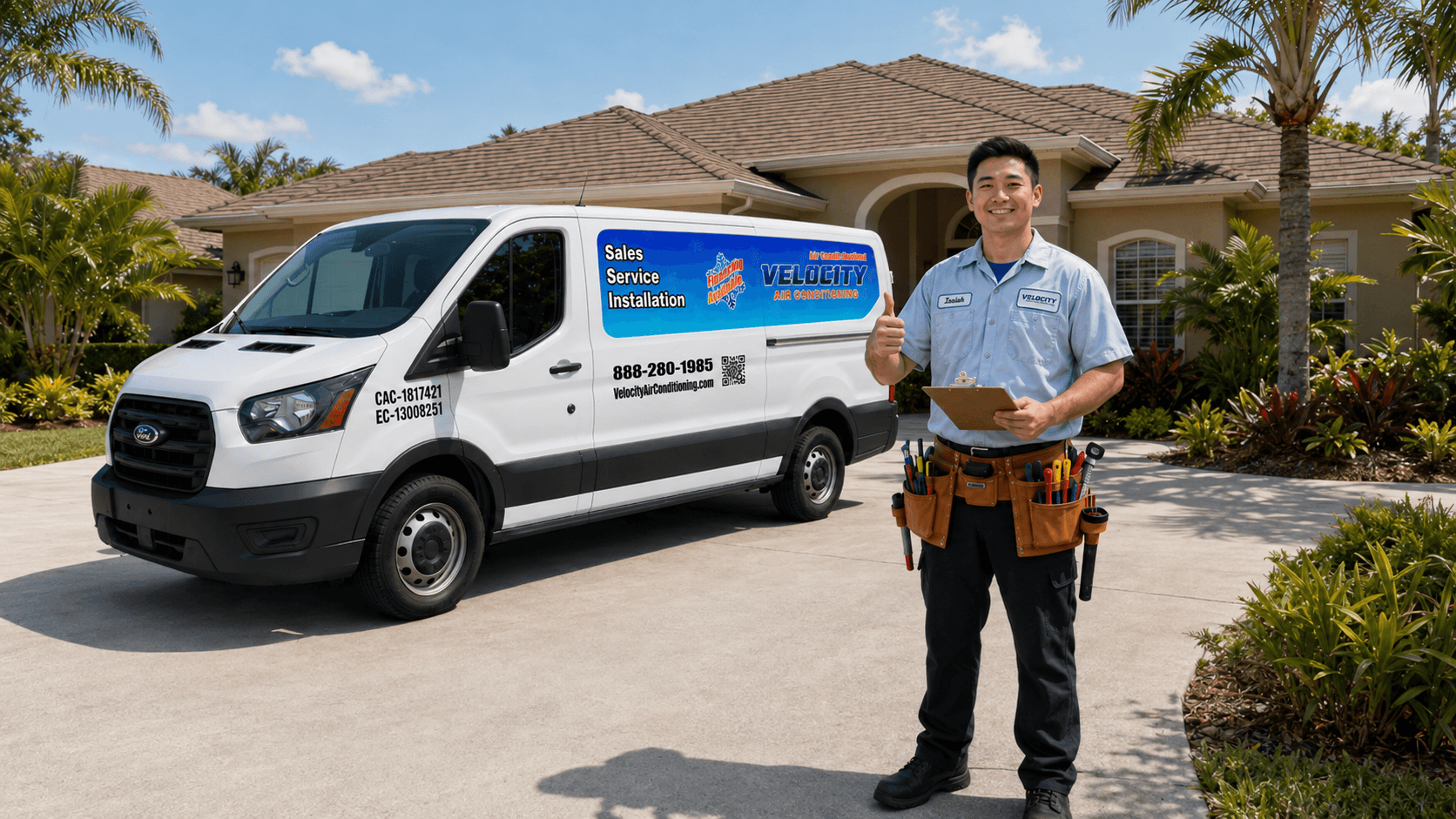 Velocity Air Conditioning technician servicing HVAC equipment in Indian Shores