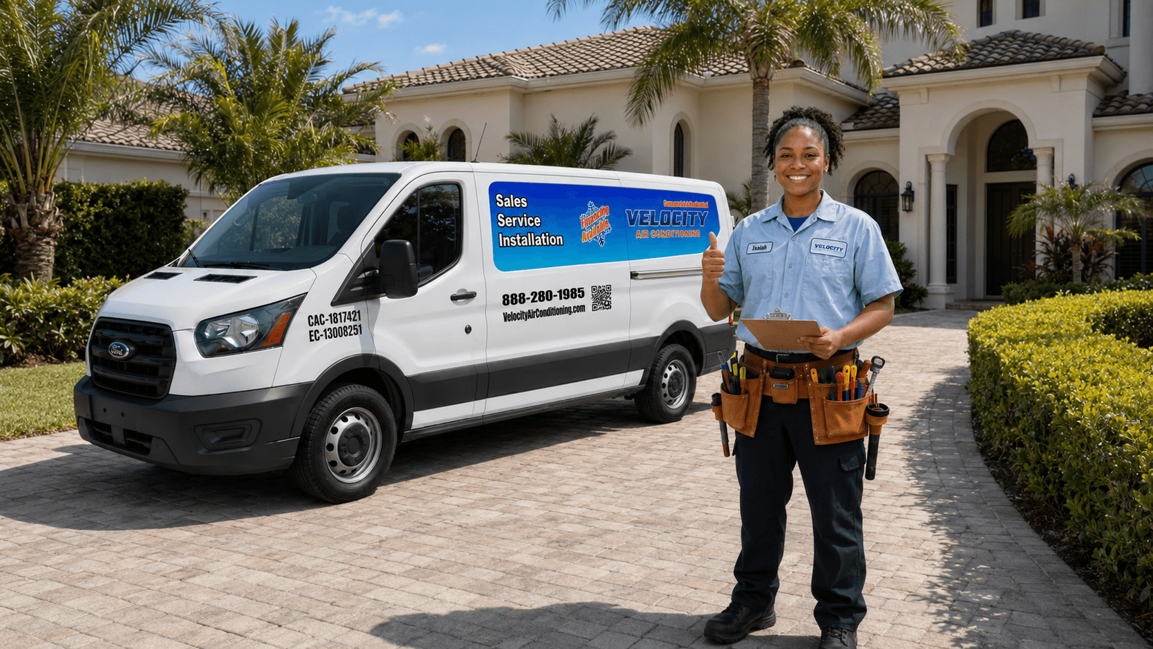 Velocity Air Conditioning technician servicing HVAC equipment in Madeira Beach