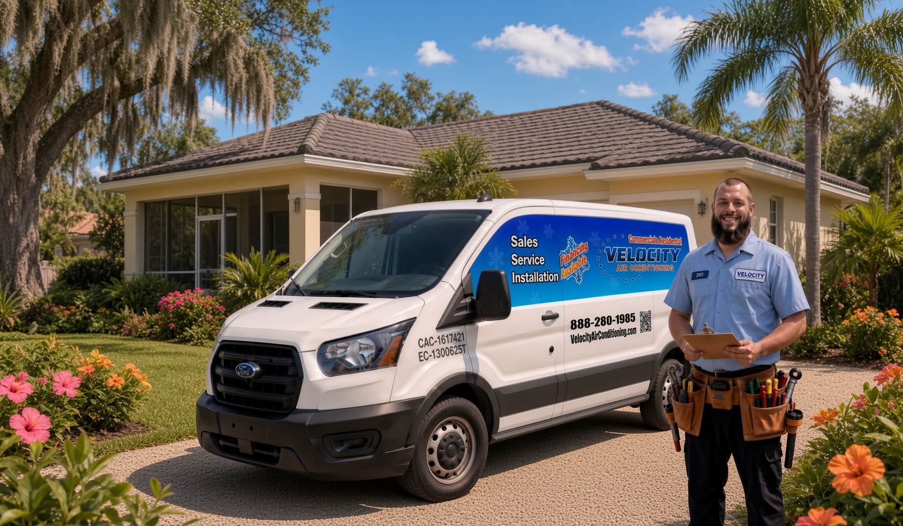 Velocity Air Conditioning technician servicing HVAC equipment in Indian Rocks Beach