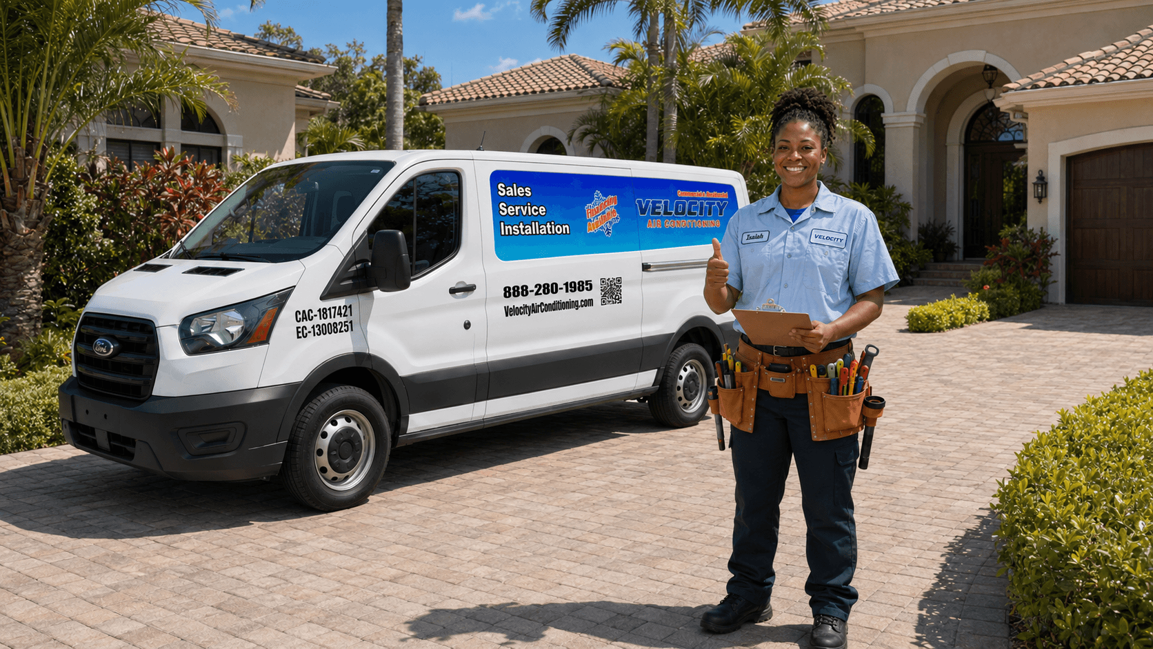 Velocity Air Conditioning technician servicing HVAC equipment in Wesley Chapel
