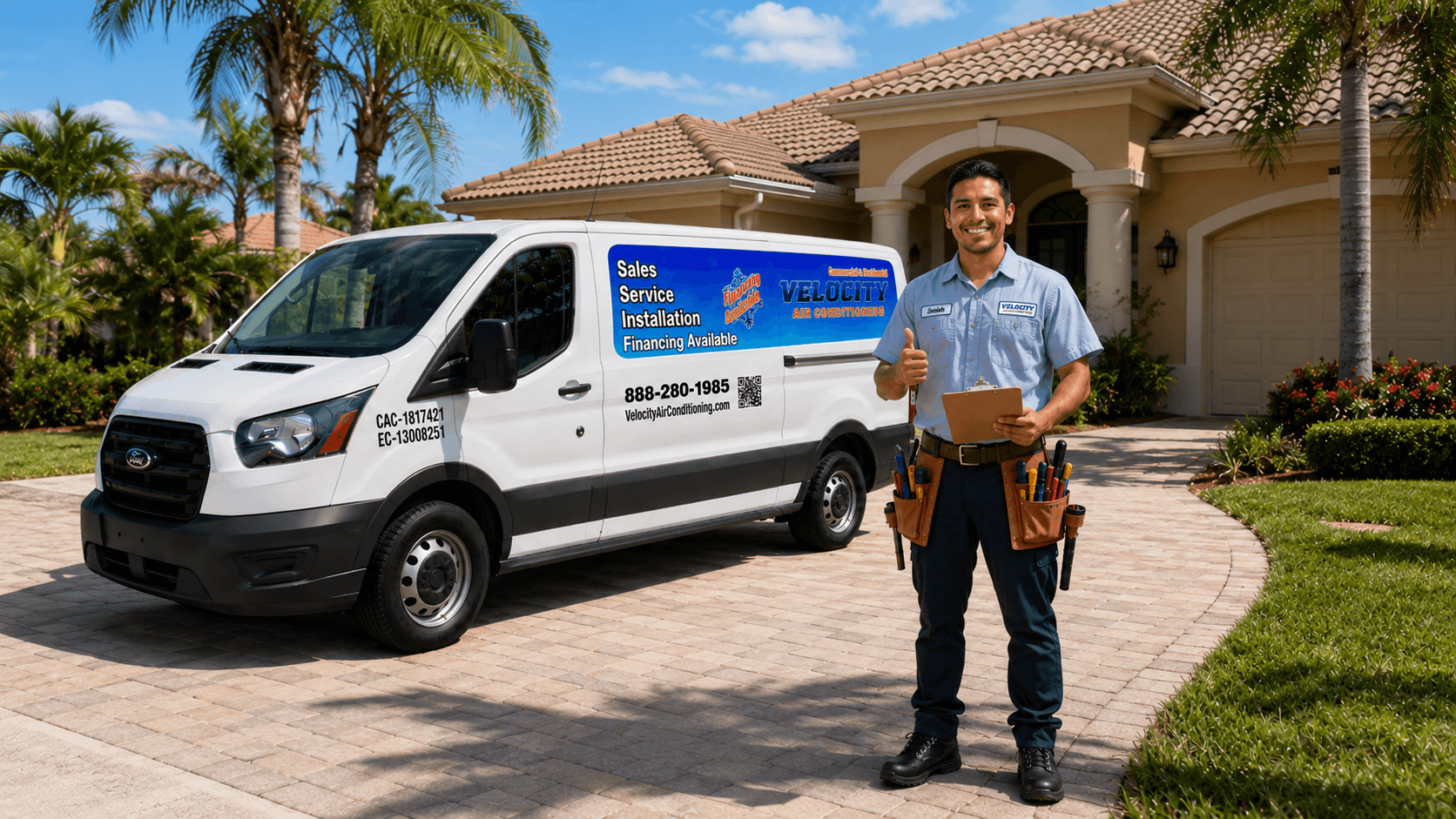 Velocity Air Conditioning technician servicing HVAC equipment in Gulfport