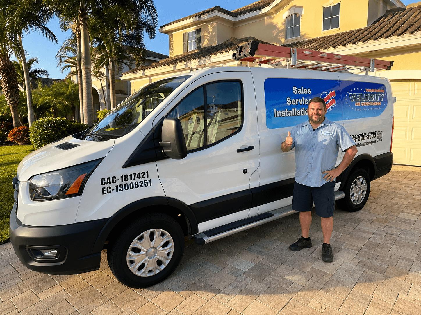 Velocity Air Conditioning technician servicing HVAC equipment in Sarasota