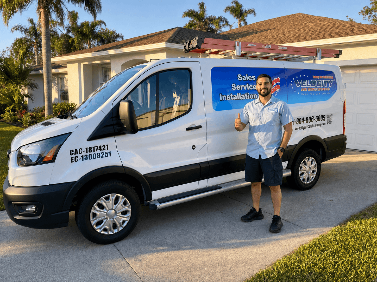 Velocity Air Conditioning technician servicing HVAC equipment in Winter Haven