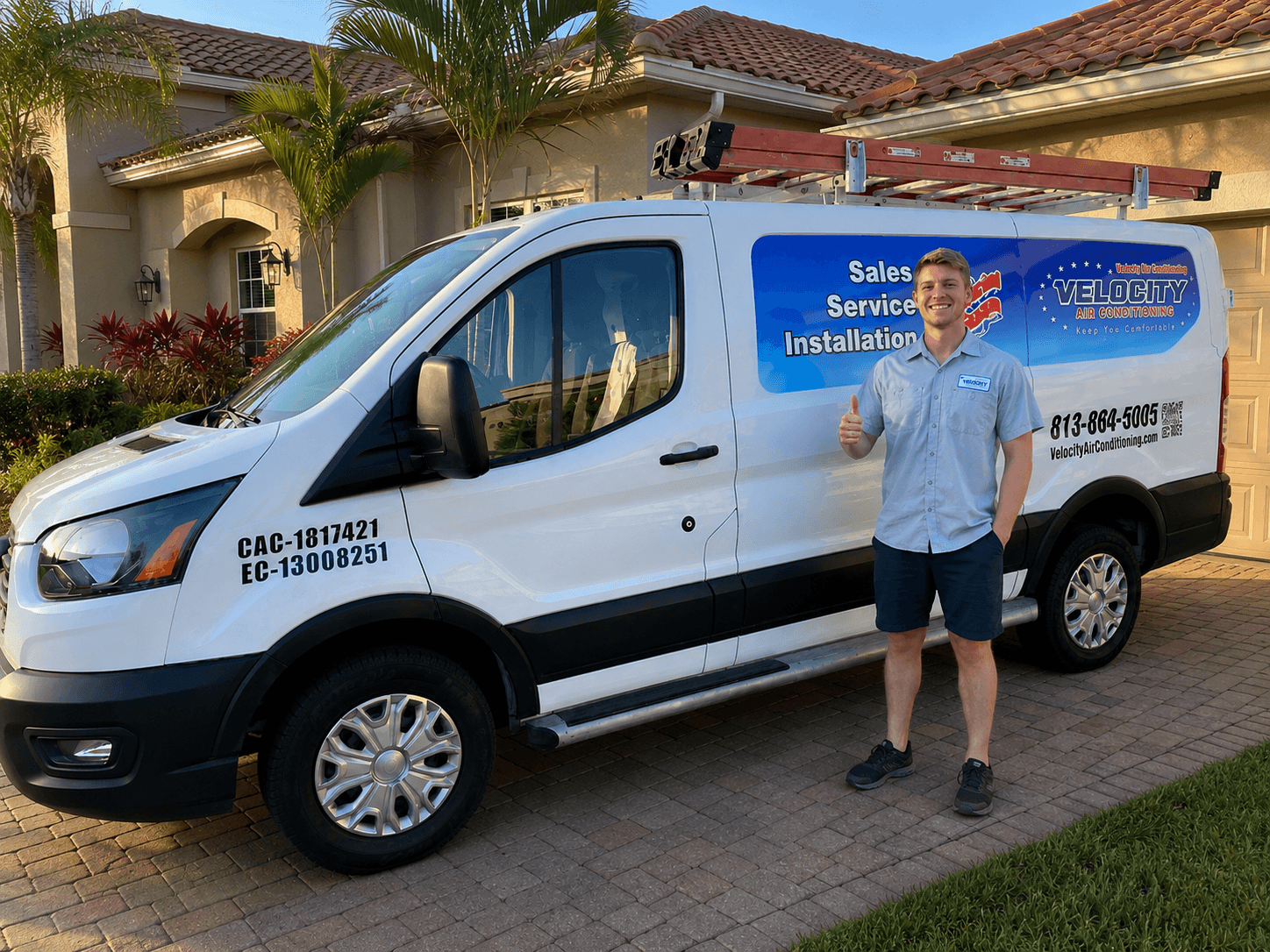 Velocity Air Conditioning technician servicing HVAC equipment in Wauchula