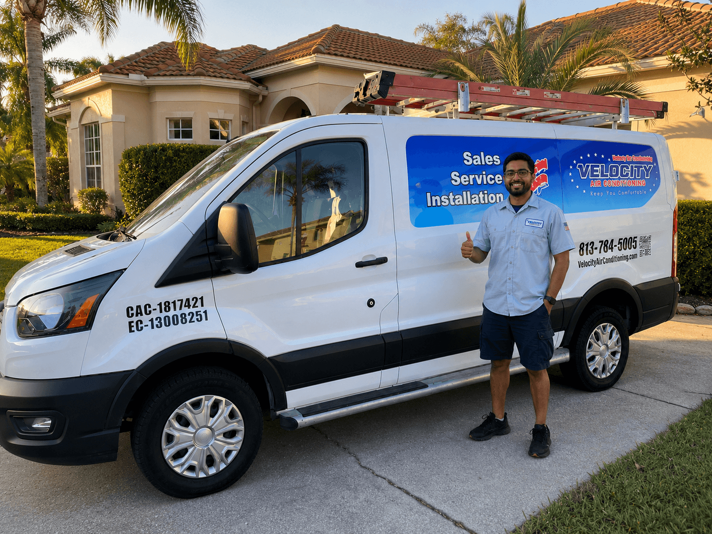Velocity Air Conditioning technician servicing HVAC equipment in St. Petersburg
