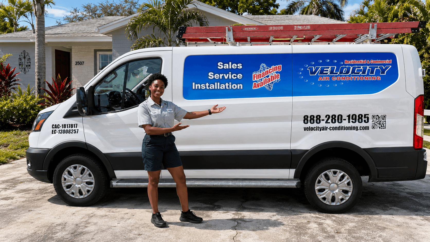 Velocity Air Conditioning technician servicing HVAC equipment in Lakewood Ranch