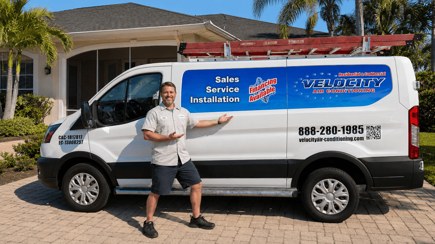 Velocity Air Conditioning technician servicing HVAC equipment in Dade City